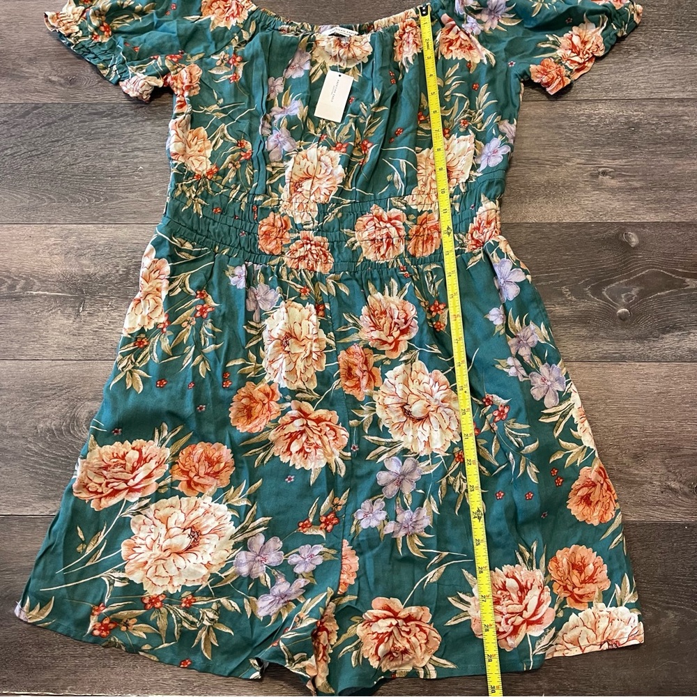 [PRICE FIRM] American Eagle Outfitters Green Floral Romper, Size L - Picture 6 of 10